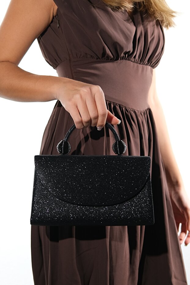 Gisella Black Sand Glitter Women's Evening Dress Bag