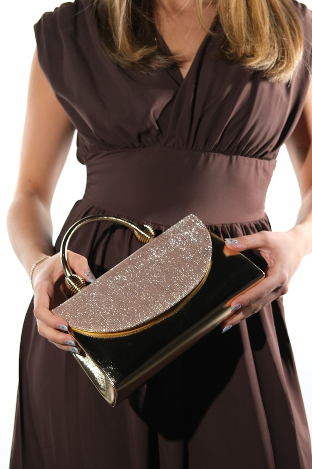 Gisella Gold Striped Women's Evening Dress Bag