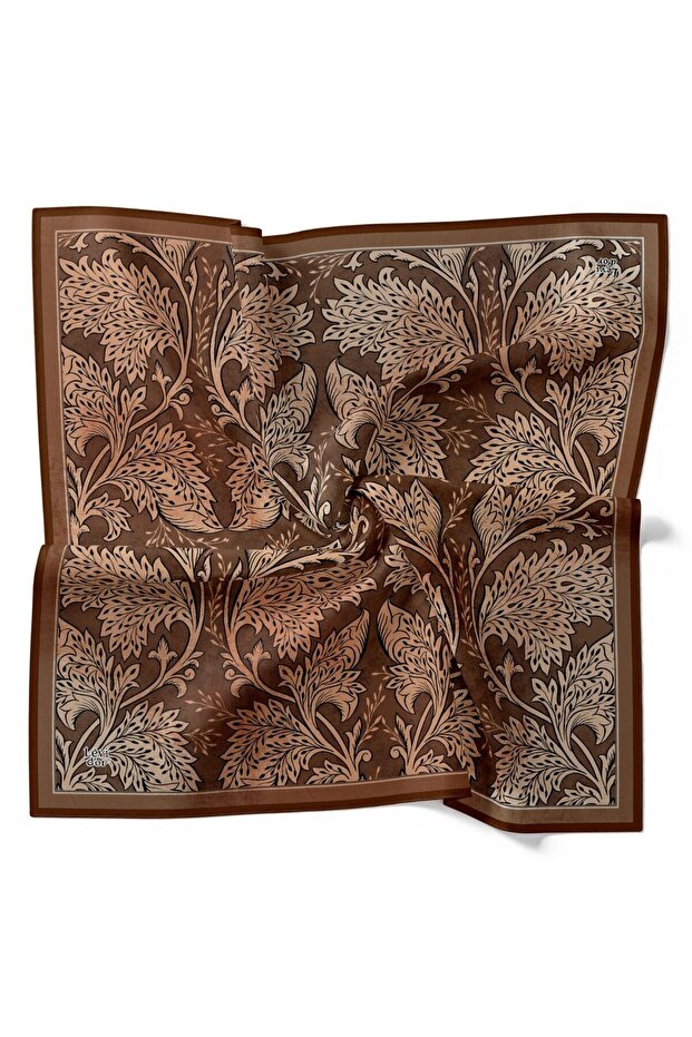 Ethnic Chinoiserie Leaf Pattern Sparkling Crystal Scarf