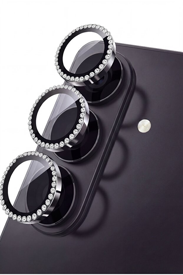 Galaxy S26 and S26 Plus Shiny Rhinestone Ar+Af Camera Lens Protective Glass Scratch Resistance Hd Protection Black