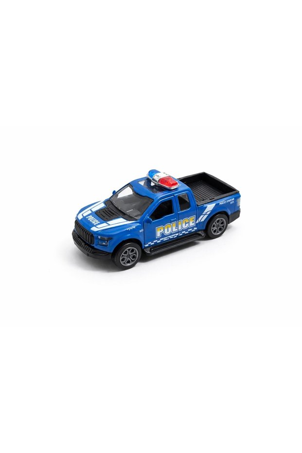 Police Pickup Truck Die-Cast Toy Car with Light Bar, Detailed Design and Smooth Rolling Wheels