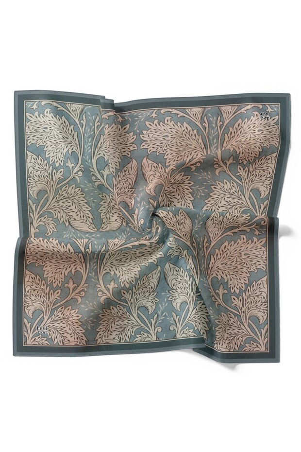 Ethnic Chinoiserie Leaf Pattern Sparkling Crystal Scarf