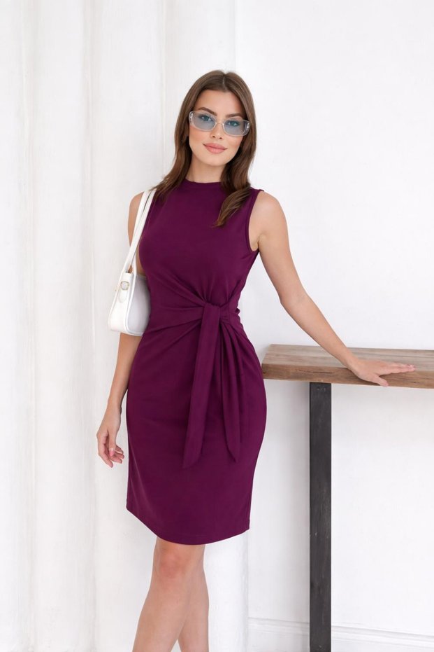 Women's Plum Side Tie Detail Modal Short Dress
