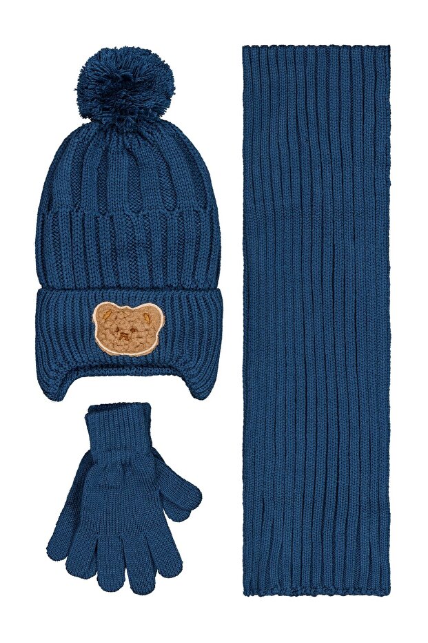 6-18 Months Scarf, Beanie and Glove Set - Blue