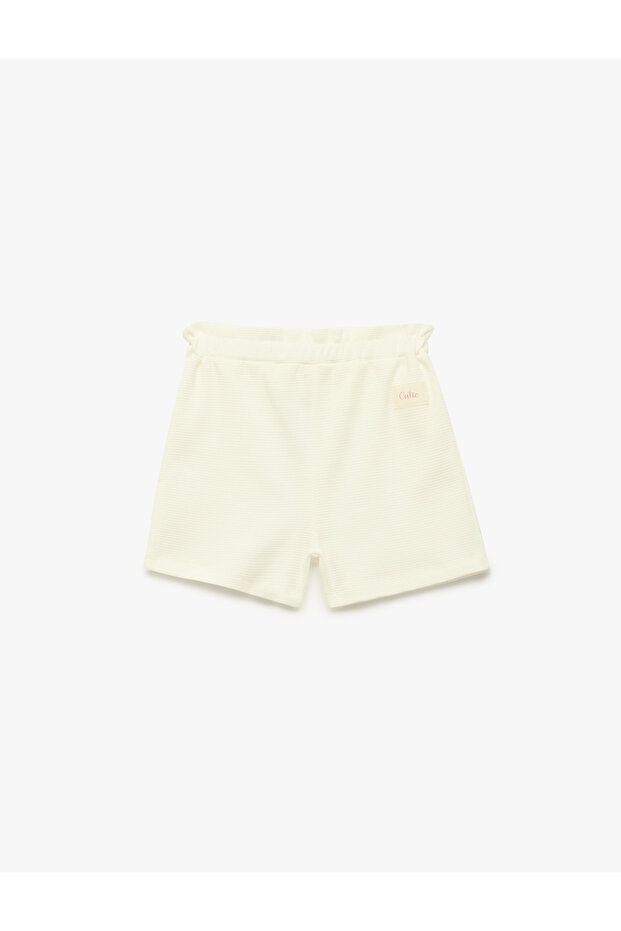 Cotton Textured Shorts with Elastic Waist