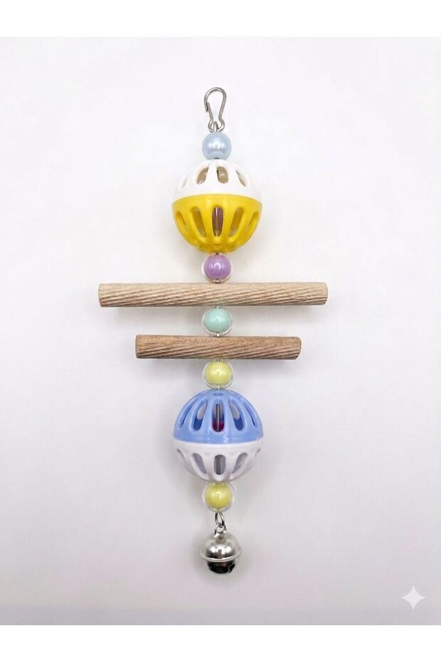 Colorful Joy Tower & Bird Toy with Bells and Wooden Perches