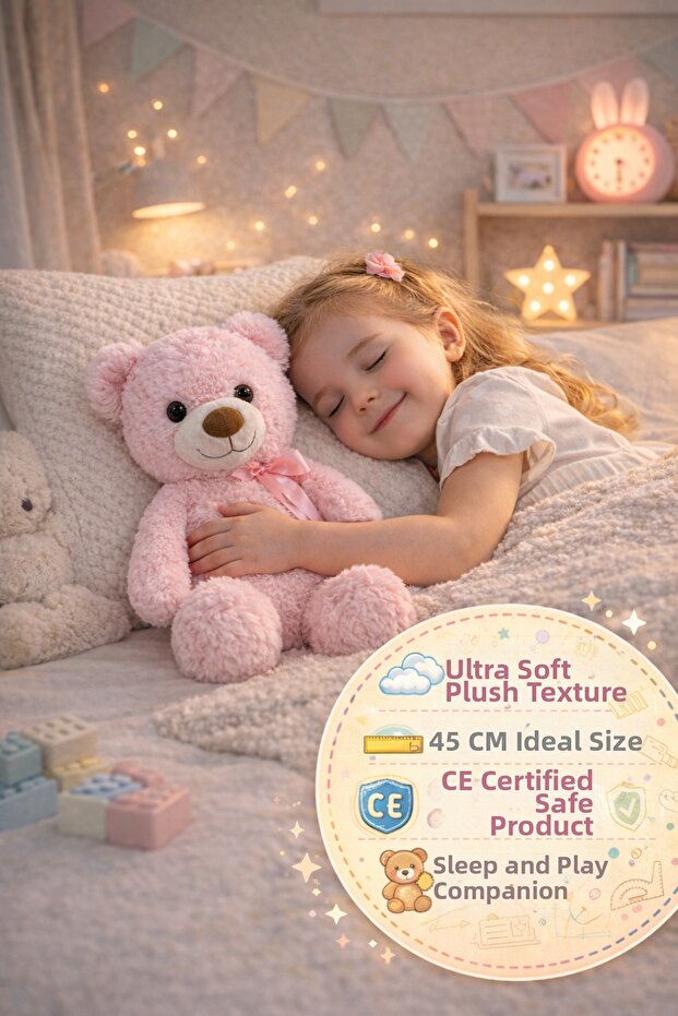 45 cm Pink Plush Teddy Bear Large Size Soft Teddy Bear Ce Certified Sleeping Companion