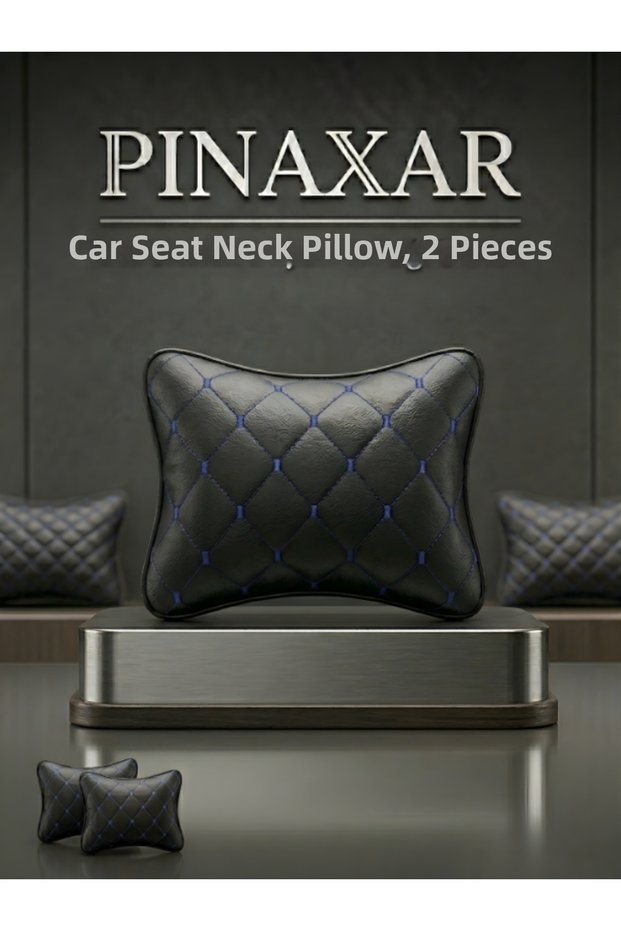 Auto Cushion Artificial Leather Stitched Model Blue 2 Pieces Compatible for Maserati