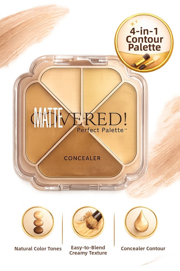 4-Piece Matte Concealer Contour and Concealer Palette Natural Color Shades Creamy Easy Dispensing