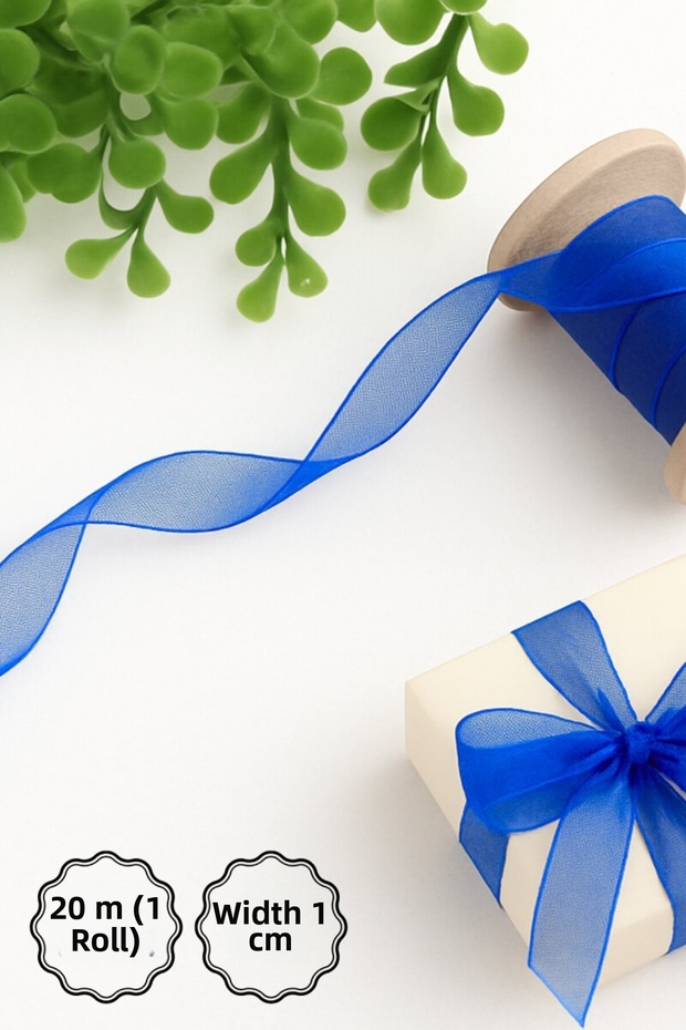 Organza Ribbon, 20 Meters Cobalt Blue (Ribbon for Promise, Engagement Decoration, and Gift Wrapping)