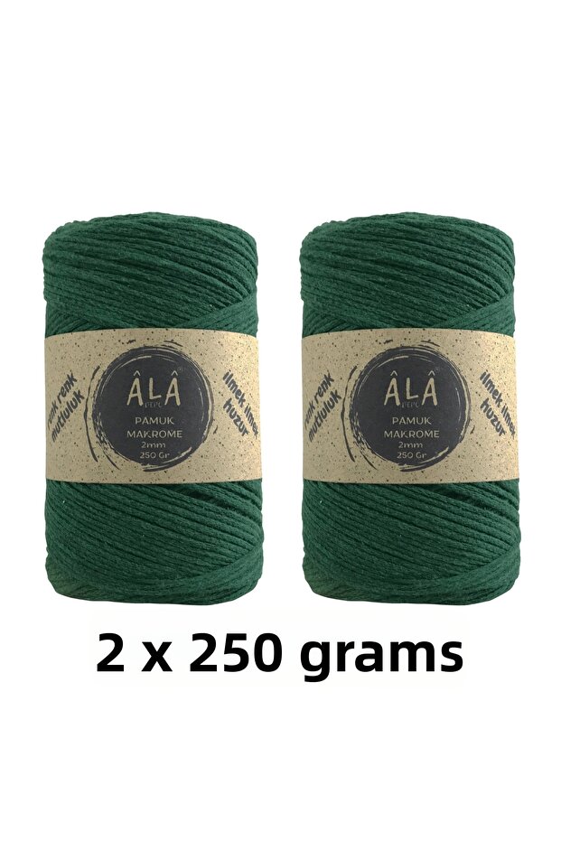 2 Pieces of Cotton Cotton Macrame Cord 2mm Chain Macrame Bag Cord 250 Grams 2 X 250 Gr (Total 500 Grams)