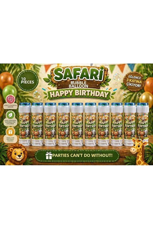Safari Themed Happy Birthday Foam Balloon Set 3-Pack 5-Pack 10-Pack Birthday Party Foam Balloons for Distribution