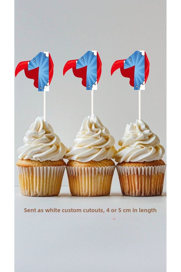 Superman 1 Year Old Themed Concept Toothpick Cupcake Decoration Birthday Decoration *20-Pack Thick Paper