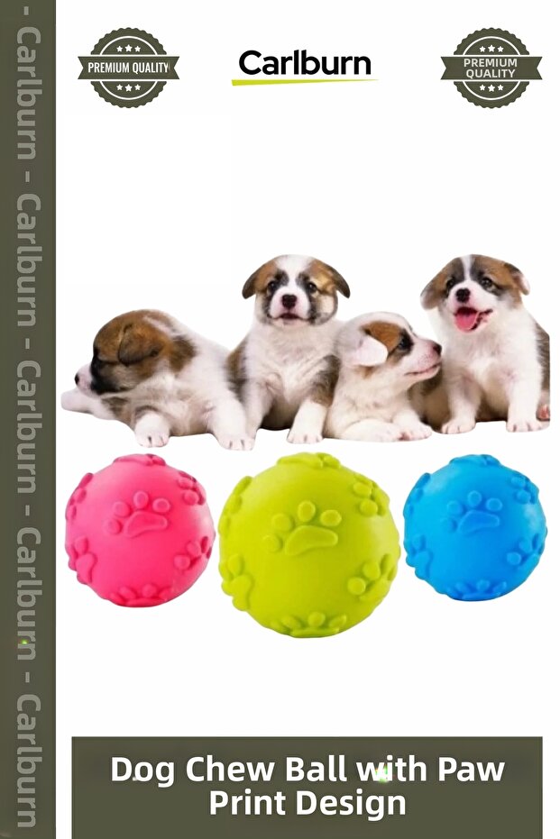 Special Edition Durable Rubber Educational Teething Interactive Sturdy Dog Bite Ball with Paw Pattern