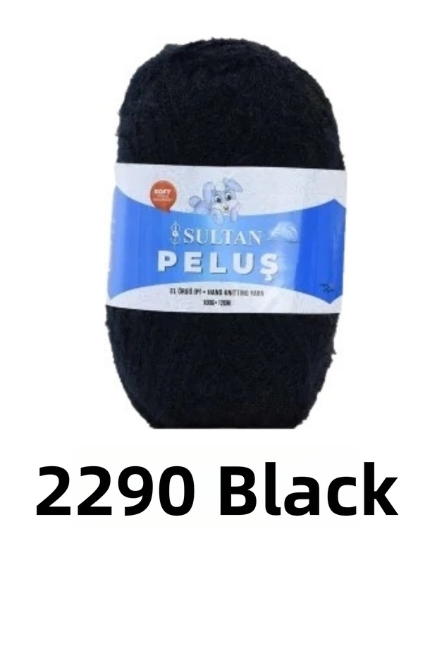 Sultan Plush Yarn – Super Soft, Full-Bodied Knitting Yarn (Color: 2290 Black)