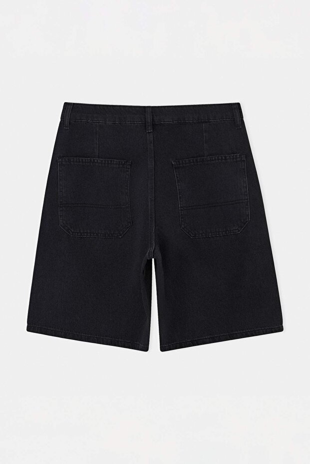 Siyah Regular Fit/Normal Kalıp Kot Şort & Bermuda TMNSS26SR00031 - 6