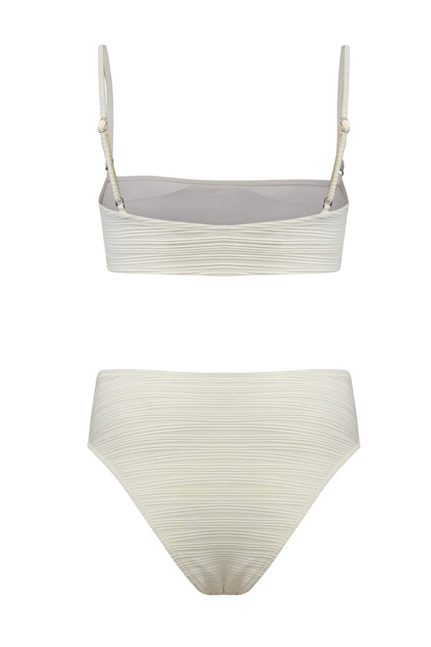 Ekru Bralette Kaplı Yüksek Bel Regular Bikini Takımı TBESS26BT00091 - 7