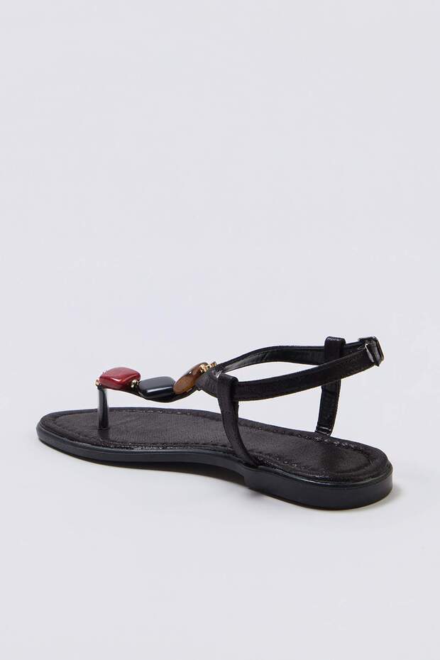 Siyah Kadın Sandalet TAKSS26SD00011 - 4