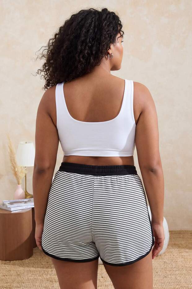 Siyah Çizgili Bağcıklı Kaşkorse Büyük Beden Pijama Altı TBBSS26IA00015 - 4