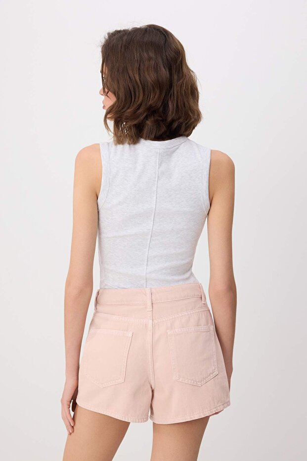 Pembe SUPER MİNİ Denim Beach Şort TWOSS26SR00168 - 4