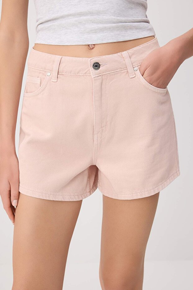 Pembe SUPER MİNİ Denim Beach Şort TWOSS26SR00168 - 3