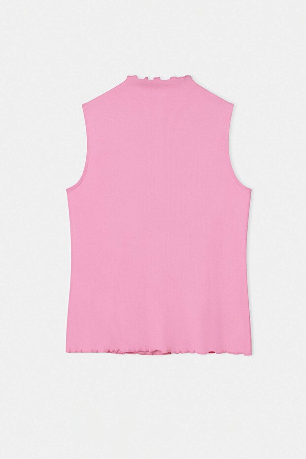 Wardrobe Essentials-Açık Pembe Fitted Düğmeli Esnek Örme Büyük Beden Bluz TBBSS26AF00183 - 6