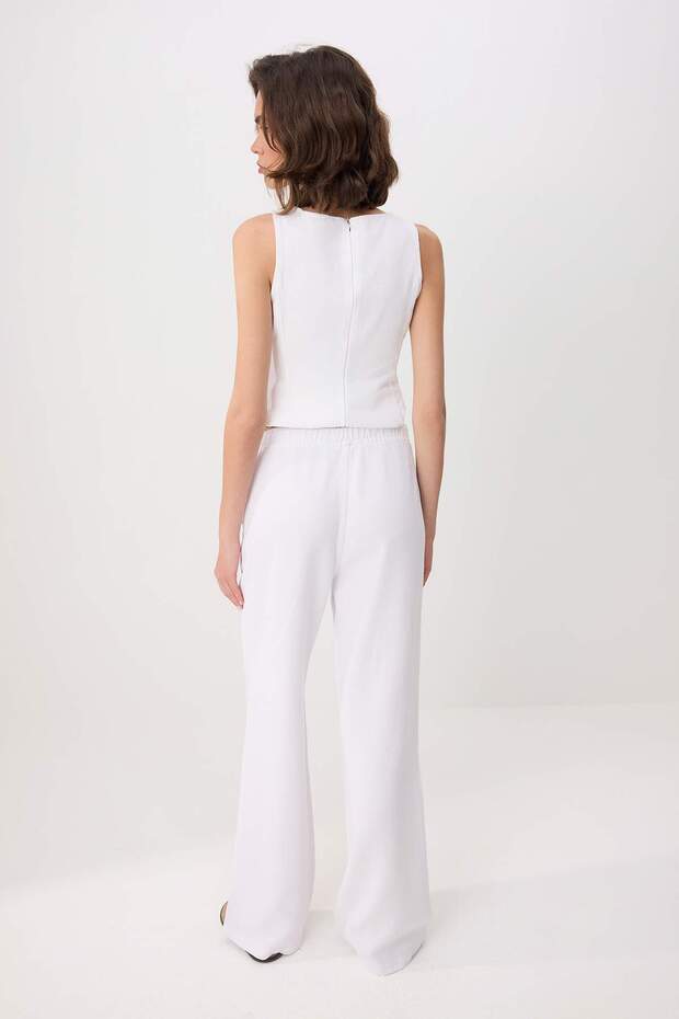 Beyaz More Sustainable %100 Tencel™ Beli Lastikli Yüksek Bel Jeans TWOSS24JE00203 - 4