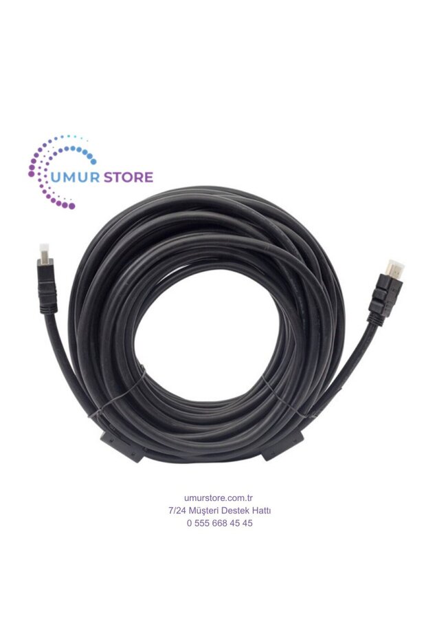 كابل HDMI بطول 15 مترًا، أسود مسطح مع حقيبة (1.4 فولت - ثلاثي الأبعاد)