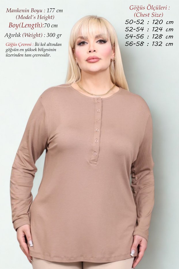 Large Size Summer Women's 100% Combed Cotton Anti-Sweat High Quality Viscose Long Sleeve Mother Beige Blouse