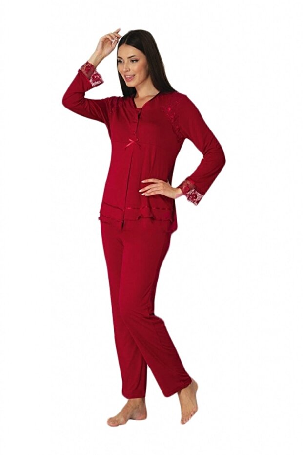 Women's Vişne Effort 2422 Maternity Long Sleeve Pajama Set