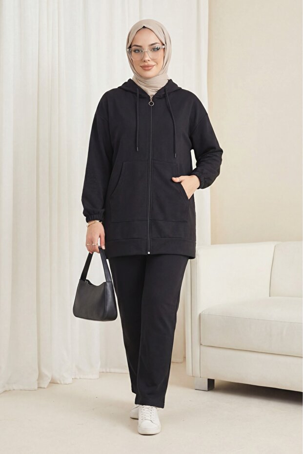 Zippered Hooded Combed Cotton Set