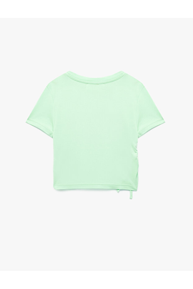 Modal Blend Ruched Detailed Short Sleeve Crew Neck Crop T-Shirt