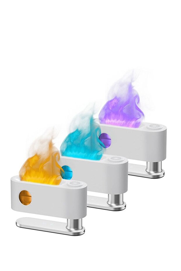 Mini Air Humidifier,Flame Aromatherapy Diffuser,Silent,7-Color LED,120ml,White for Home