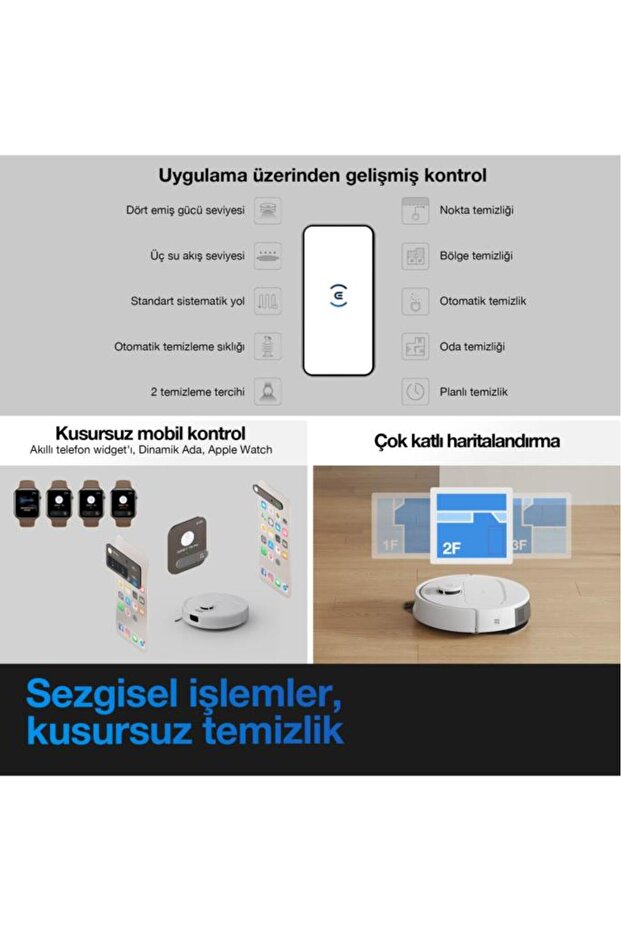 Deebot N20e Plus Robot Süpürge ve Paspas, Otomatik Toz Torbasız Boşaltma İstasyonu, 11000Pa - 9