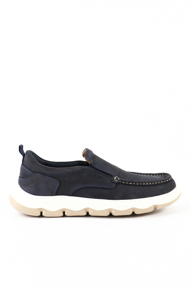 Genuine Leather Navy Blue Nubuck Casual Men's Shoes - 262220