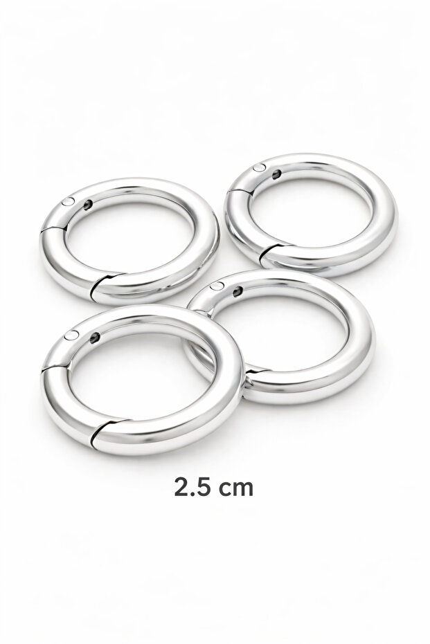 4 Pieces of Metal Spring Ring Mechanism - Bag Ring - (Inner Diameter 2.5cm - Outer Diameter 3.5cm)