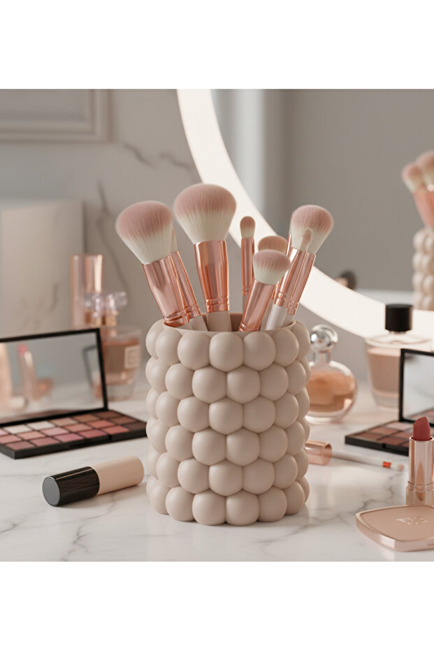Bubble Makeup Brush Holder - Aesthetic Tabletop Organizer