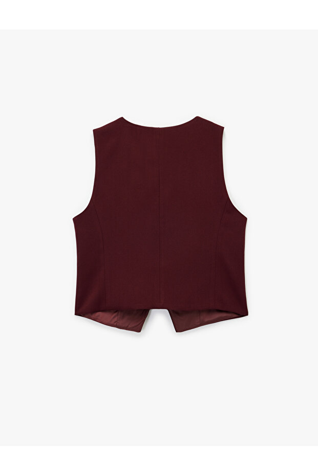 V-Neck Buttoned Blazer Vest - 4