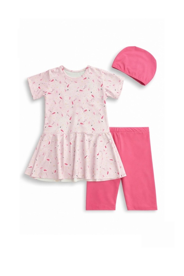 Skirted Boneli Girls' Three-Piece Swimsuit Set