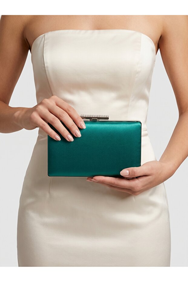 Green Color Satin Evening Bag Evening Bag Engagement Wedding Bag