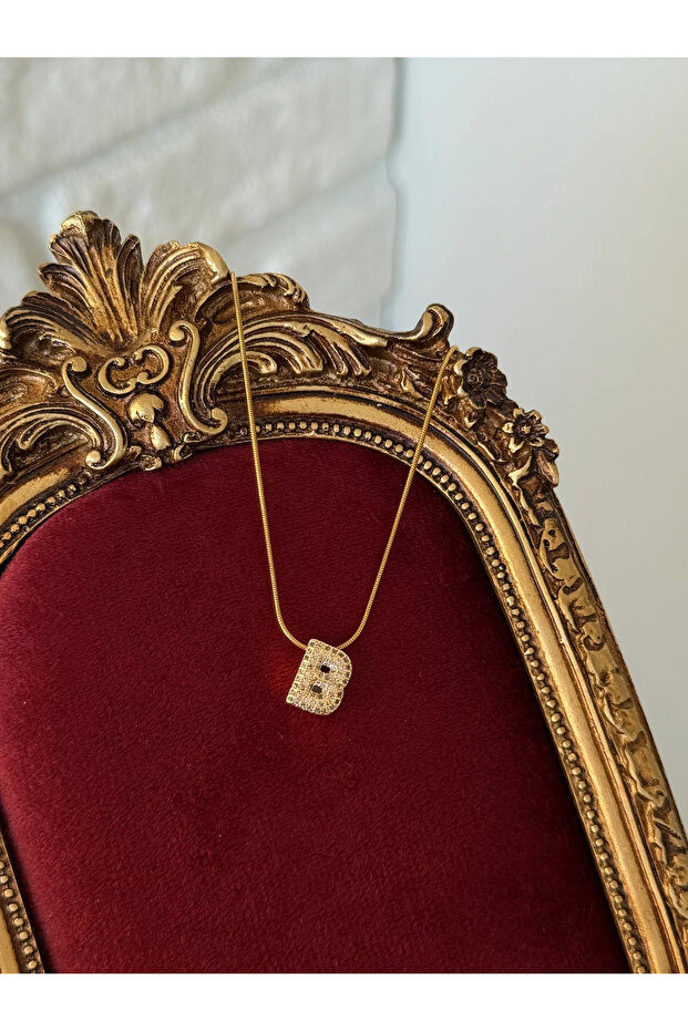 Steel 3D Letter B Necklace