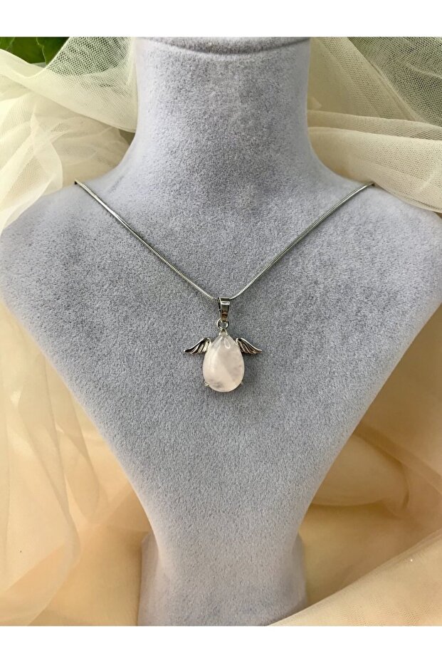 Love Stone Pink Quartz Steel Necklace