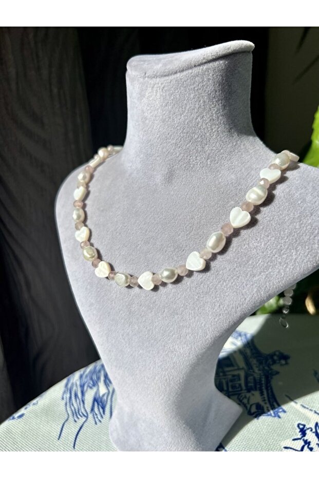 Pearl--Pink Quartz Necklace
