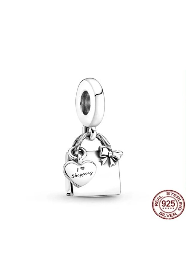 Poseidons Jewellery Bow Figured Shopping Bag Silver Charm