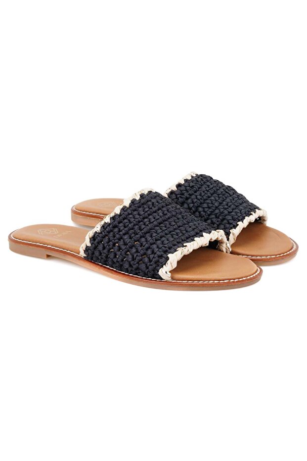 Women's Black Braided Slippers