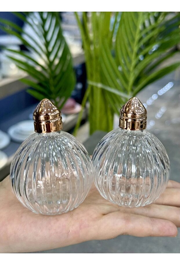 2-Piece Striped Glass Salt Shaker with Lid