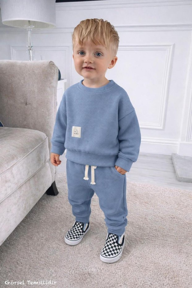 Newborn Baby Waffle Set Cotton Comfortable and Stylish Bottom Top Sports Kids Set Unisex Gift