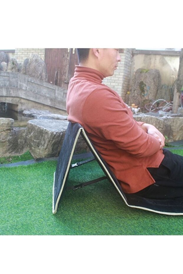 Foldable Prayer Mat with Backrest,Gray,110x55cm,Portable for Meditation