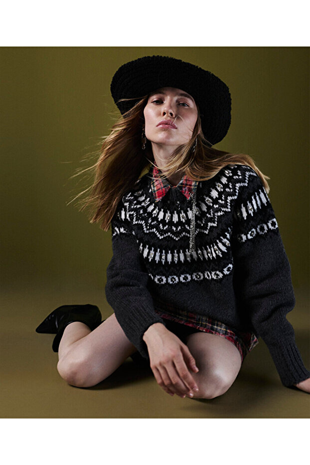 Embroidered Jacquard Sweater