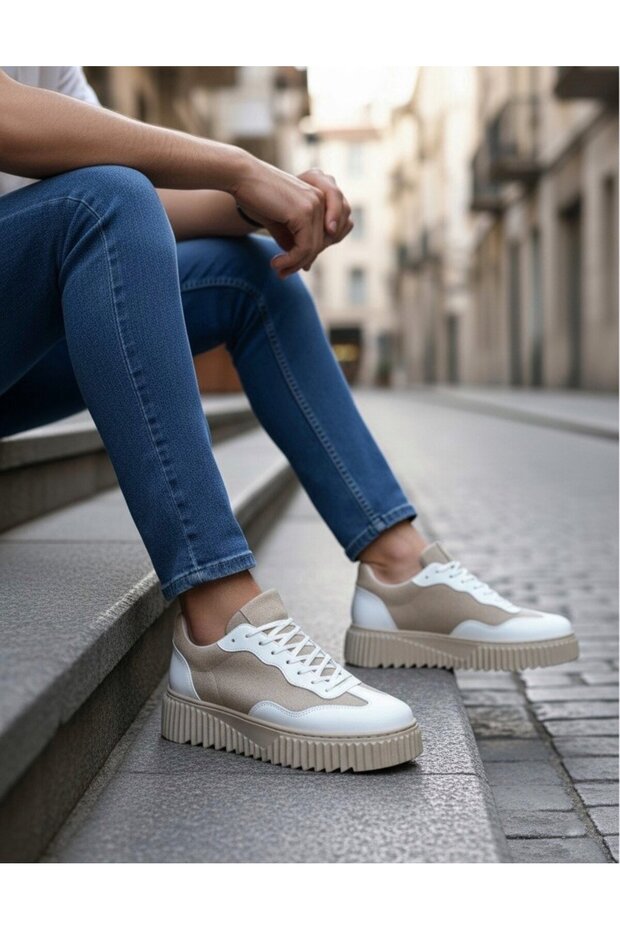 Ba0802 Cream Suede High Sole Men's Casual Shoes
